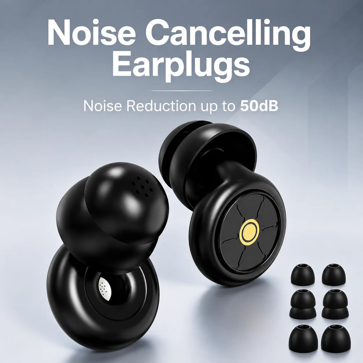 Earplugs For Sleeping Noise Cancelling 50db,Reusable Silicone Earplugs Strong Sound Insulation,Multiple Sizes Of Ear Caps,Unisex