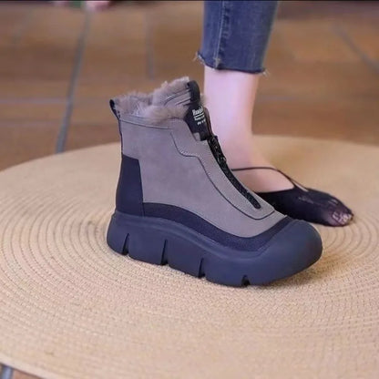Warm Snow Boots for Women Winter New Waterproof Platform Casual Cottom Shoes Outdoor Non Slip Front Zip Women's Vulcanized Shoes