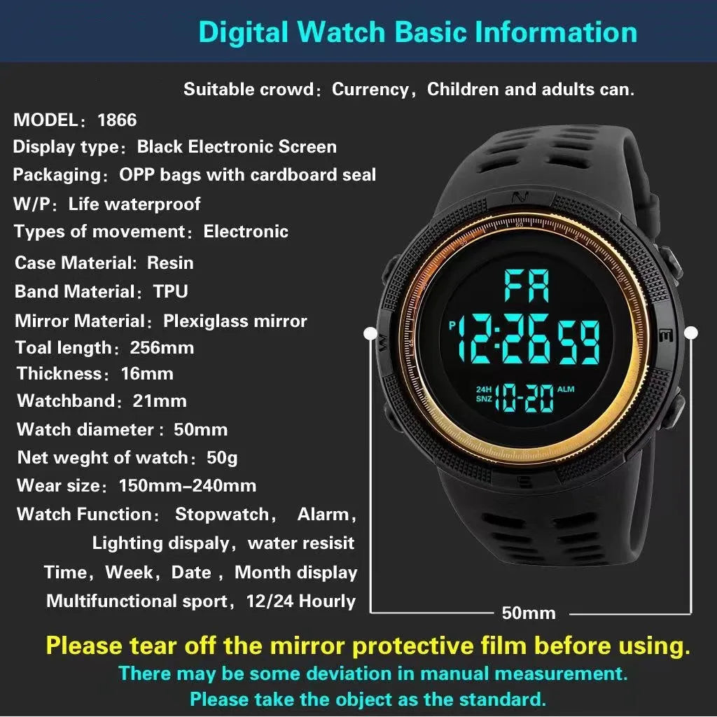 Trendy Unisex Multifunctional Digital Watch, Night Light, Student Sports Electronic Watch