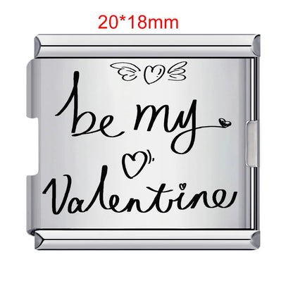 GEMOSA 1pc Personalization Laser Customized Name Message Logo Italian Charm Link Fit 9/18mm Stainless Steel Bracelet DIY Beads