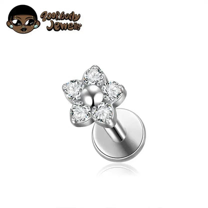 G23 Titanium Colorful Flower Lip Piercing Women 16G 18G Snowflake Heart CZ Tragus Cartilage Helix Conch Daith Earrings Piercing