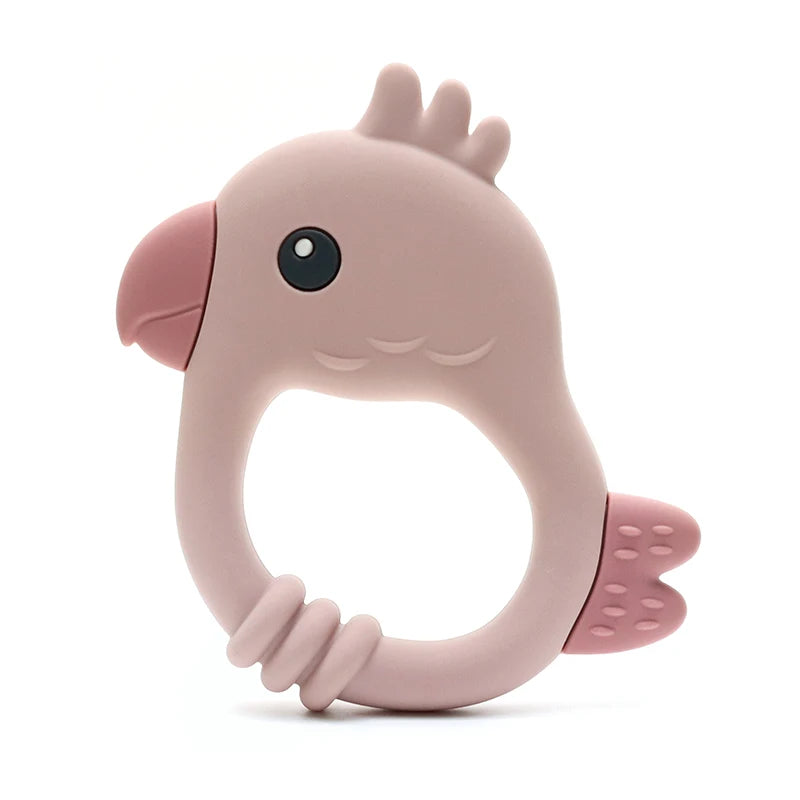 2026 New Design Colorful Parrot Teether - Food-Grade Silicone Baby Teething Toy (BPA-Free) Baby Teether