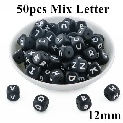 Kovict 10~50Pcs/Lot Silicone Letters Bead 12mm English Alphabet Beads For Jewelry Making DIY Personalized Name Chain Accessories