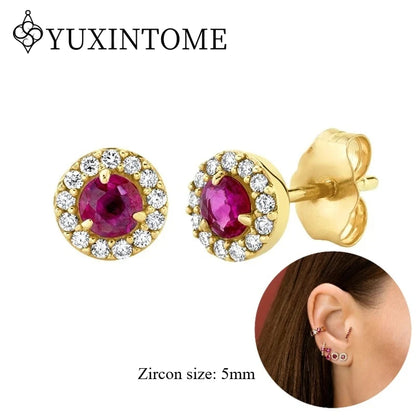 925 Sterling Silver Ear needles Crystal Zircon Small studs Earrings for Women gold-plated round Piercing Earrings New in 2022