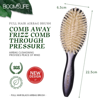 Personalized Boar Bristles Hair Brush Black Color Anti Static Massage HairBrush USA Oak Wood Hair Comb For Long Short Hair Care