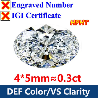 GH Color Oval HPHT Lab Grown Diamond No IGI Certificate 3EX DEF Color VS Clarity Pear CVD Lab Grown Diamond Gems