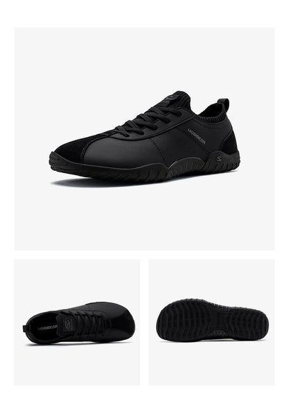 HOBIBEAR Wide Toe Box Sneakers for Men Women Minimalist Artificial Leather Walking Shoes Lightweight Lace Up Casual Sneakers