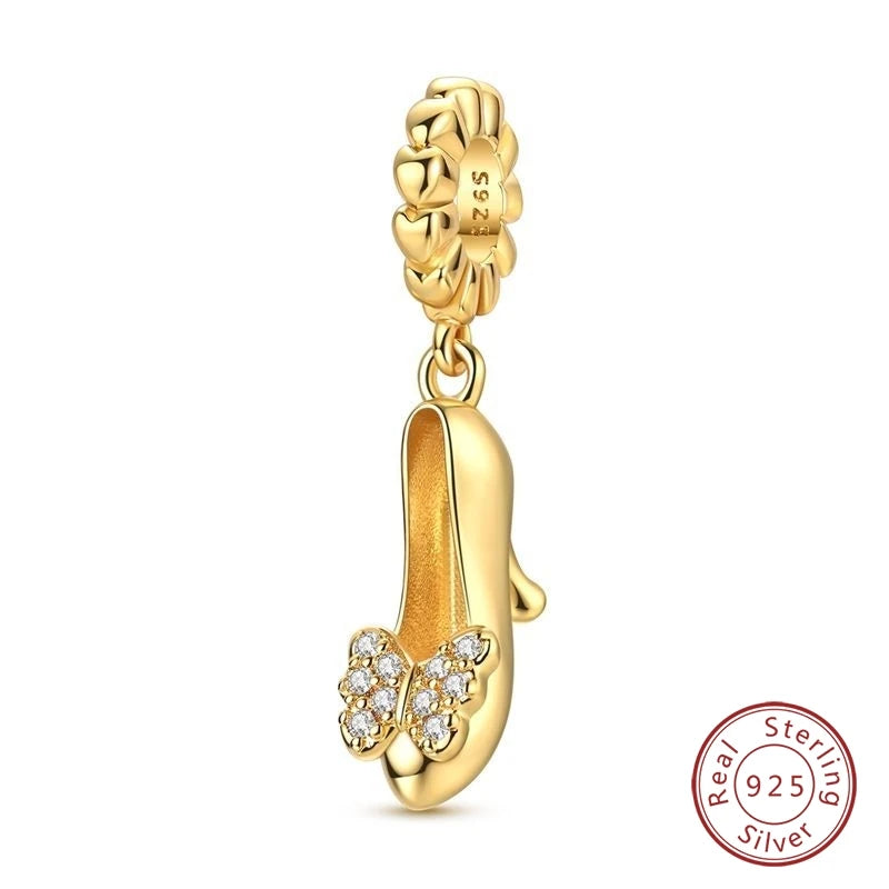 Hot Sales 925 Sterling Silver Golden Series Charms Leopard Little Bear Starfish Bow Bead Fit Original Bracelet DIY Women Jewelry