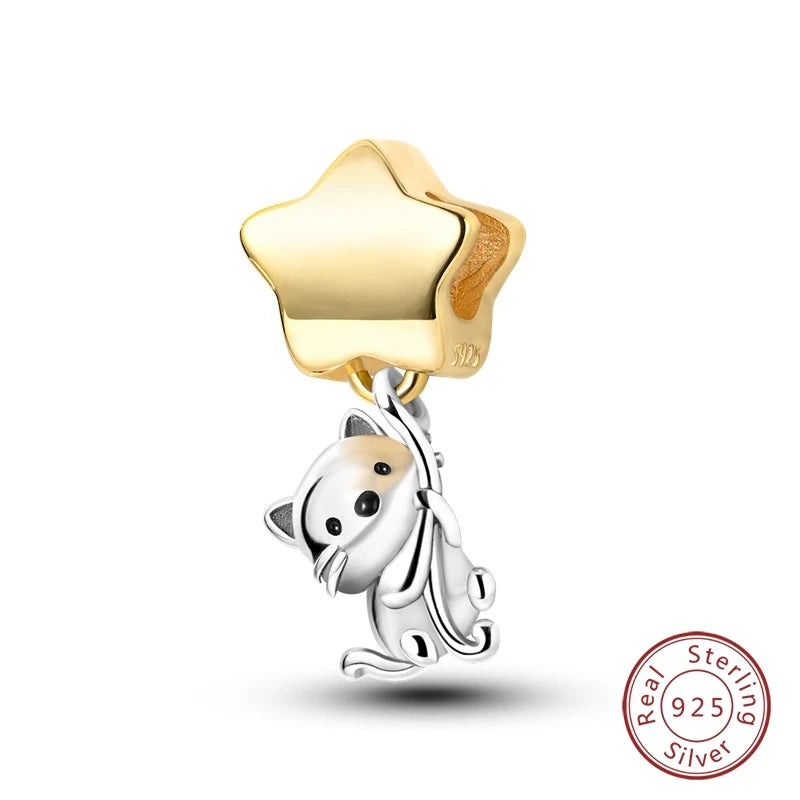 Hot Sales 925 Sterling Silver Golden Series Charms Leopard Little Bear Starfish Bow Bead Fit Original Bracelet DIY Women Jewelry