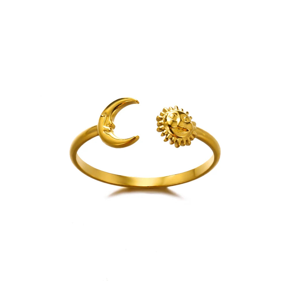 316L Stainless Steel Shell Rings for Women Adjustable Gold Color Little Star Open Rings Female Jewelry Weddings Gifts New Trendy