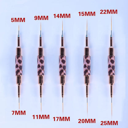 5-25mm Leopard Print Nail Art Brushes Double HeadLiner Brush Striping Drawing Painting Nail Design Brushes Manicure Thin Details