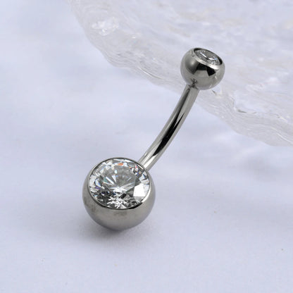 Right Grand Implant Grade Titanium 14G Internally Threaded Press Fit Clear Curved Belly Button Rings