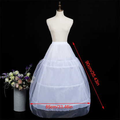 New Fashion White Petticoat 3-Hoops Ball Gown Petticoats Long Underskirt Crinoline Crinoline Skirt Flower Dress Accessories