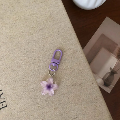 Sweet Colorful Jelly Flower Key Chain Color DIY Flower Cute Keychains Pendant Resin Bag Pendant Keyring Jewelry