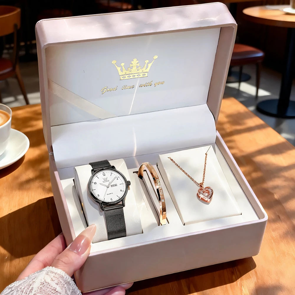 OLEVS Women's Watches for Ladies Female Wrist Watch Leather Band Waterproof Thin Minimalist Casual Simple Dress Analog Quartz