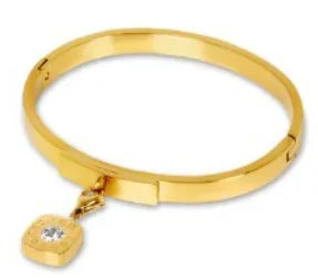Bamboo Beads Punk Gold Plated Bangle for Women Men Trendy Stainless Steel Metal Bracelets Geometric Round Bead Jewelry Accessory