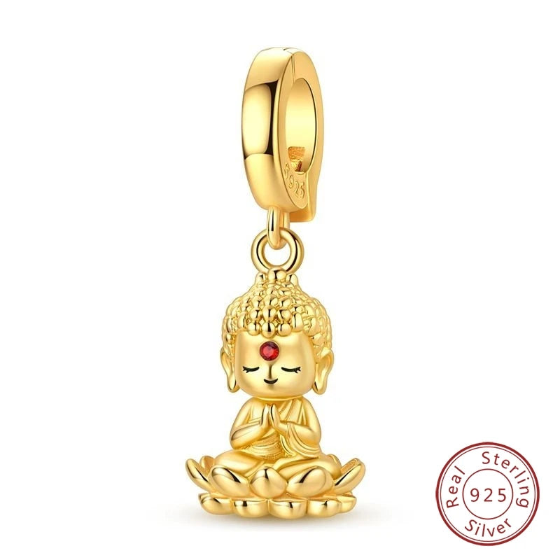 Hot Sales 925 Sterling Silver Golden Series Charms Leopard Little Bear Starfish Bow Bead Fit Original Bracelet DIY Women Jewelry
