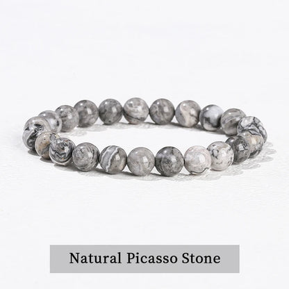 JD Natural Stone Beads Bracelet Amethyst Tiger Eye Crystal Quartz Agate Gem Beads Bangles Women Men Reiki Healling Jewelry Gift