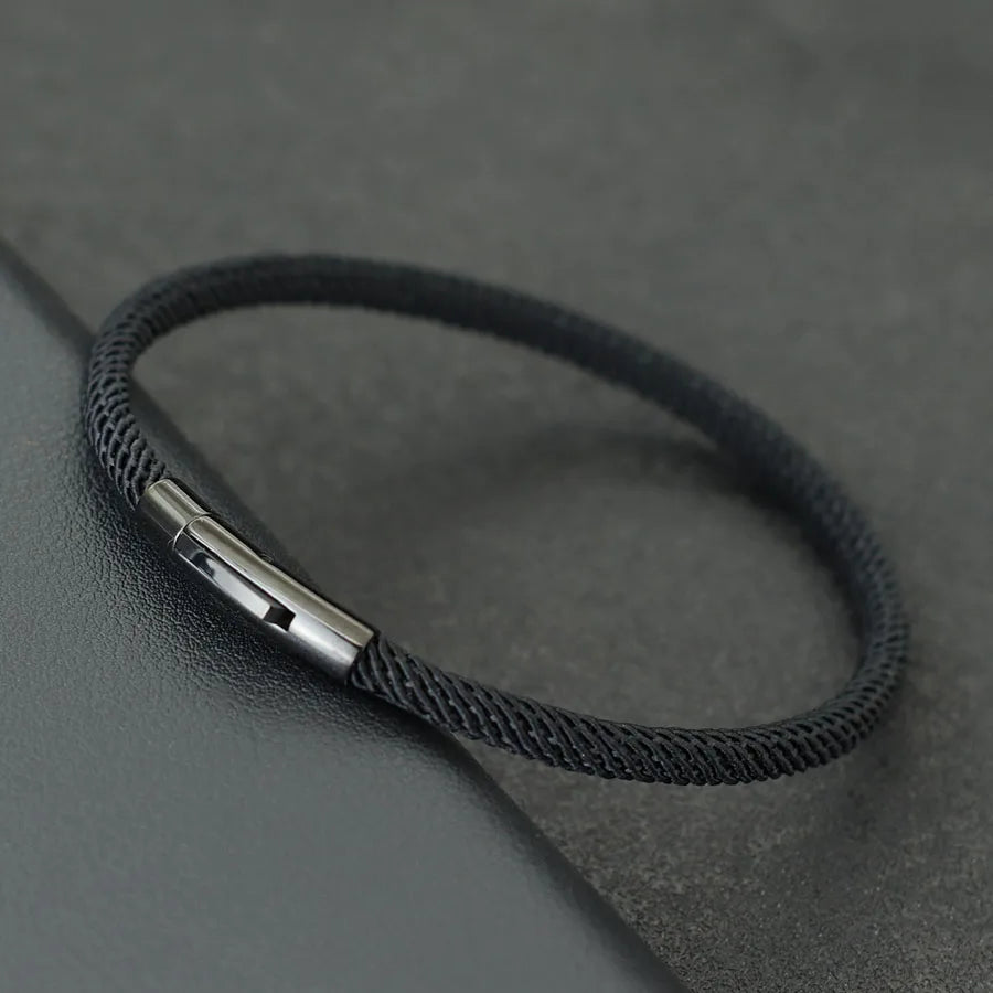 Minimalist Elegance Rope Bracelet Men Grade A 4mm Thread Braslet Homme Stainless Steel Buckle Pulseiras Masculina Armband Herren