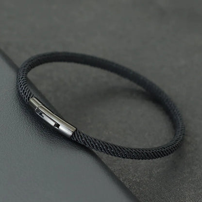 Minimalist Elegance Rope Bracelet Men Grade A 4mm Thread Braslet Homme Stainless Steel Buckle Pulseiras Masculina Armband Herren
