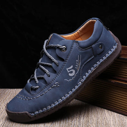 Shoes Men PU Leather Casual Shoes Comfortable Soft Classic Ankle Non Slip Flats Moccasin Hand Stitching Casual Boots Men's Shoes