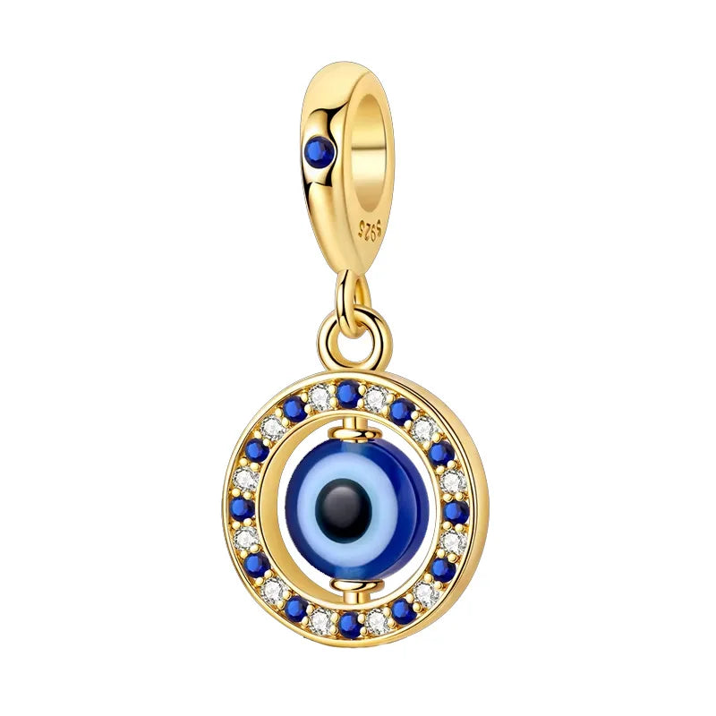 100% Real 925 Silver Classic Devil's Eye Charms Beads For Women Fit Original Qikaola Bracelets Fine DIY Jewelry Making