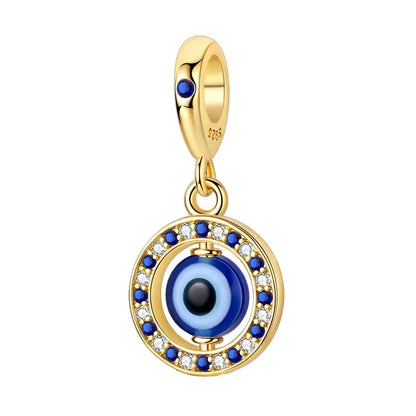 100% Real 925 Silver Classic Devil's Eye Charms Beads For Women Fit Original Qikaola Bracelets Fine DIY Jewelry Making