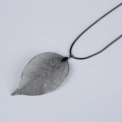 Fashion Unique Natural Real Leaf Choker Pendant Necklace For Women True Leaves Shape Filigree Wedding Necklace Jewelry Gift