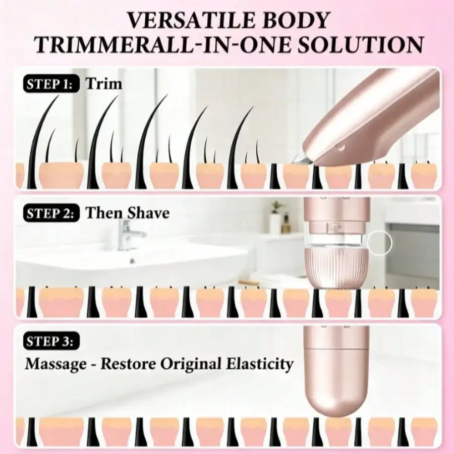 Women's 3-In-1 Rechargeable Bikini Trimmer Kit, IPX7 Waterproof Electric Epilator Clipper Shaver, 6000-7000 VPM Vibration Massage, Cordless For Facial & Body Hair Removal, Ideal Gift For Her