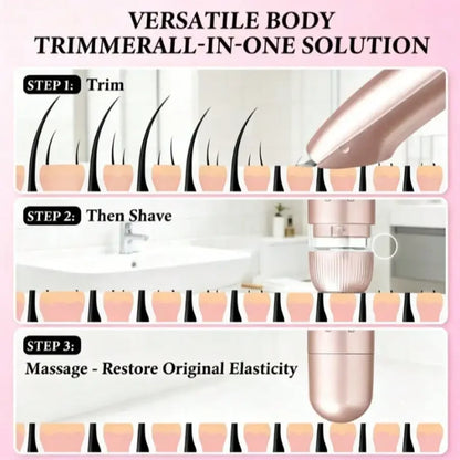 Women's 3-In-1 Rechargeable Bikini Trimmer Kit, IPX7 Waterproof Electric Epilator Clipper Shaver, 6000-7000 VPM Vibration Massage, Cordless For Facial & Body Hair Removal, Ideal Gift For Her