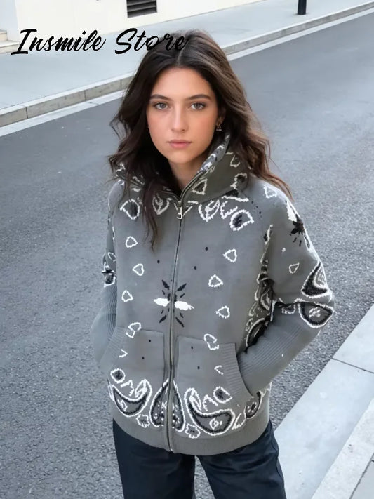 Women's Patterned Knit Cardigan in Style Options