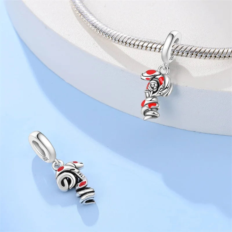 NEW 925 Sterling Silver Fashion Tarot Pendants Mysterious Spirit Snake Skull Rose Charms Beads Fit Qikaola Bracelets DIY Jewelry