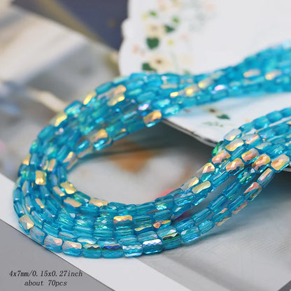 70pcs/lot Color Faceted Square Loose Beads Crystal Glass Beads Faceted Loose Spacer Beads for Jewelry Making DIY