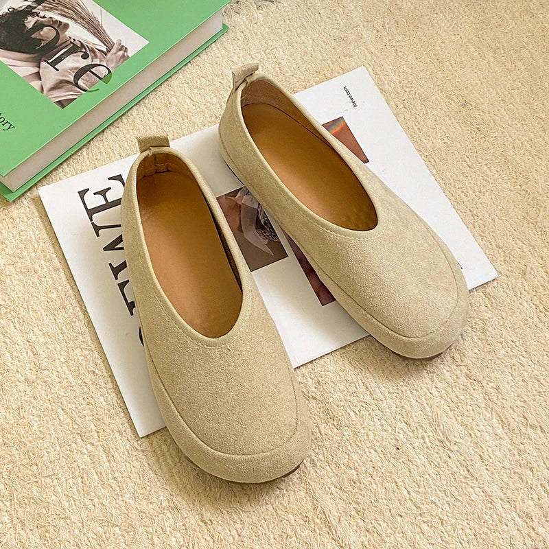 Aphixta 2025 New Suede Platform Shallow Woman Shoes Yellow Loafers Spring Woman Fashion Shoes Concise Chunky Heel Shoes Woman