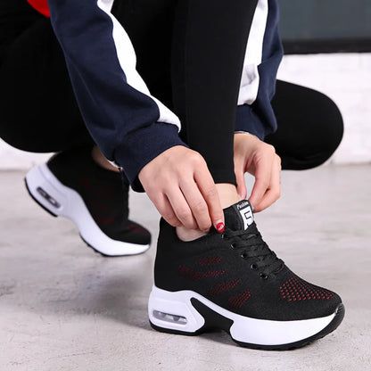 Women's Platform Mesh Breathable Sneakers Womens Spring New Casual Wedge Basket Shoes Tennis Female Thick Woman Summer Trainers