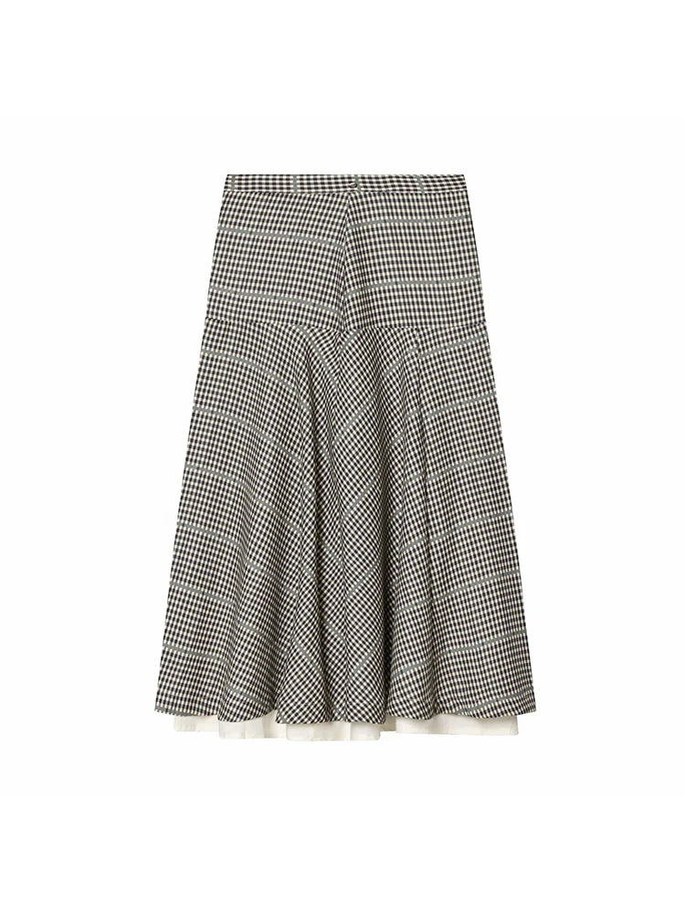 Women Spring Skirt Suit Elegant Women Single Breasted Plaid Pilot Jacket+Side Zipper Splicing Pleated Midi Dress Lady Suit
