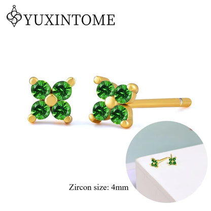 925 Sterling Silver Ear needles Crystal Zircon Small studs Earrings for Women gold-plated round Piercing Earrings New in 2022