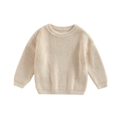 Autumn Winter Newborn Baby Girl Boy Knitted Long Sleeve Sweater Solid Loose Pullover Casual Tops Children Sweater Kids Clothes