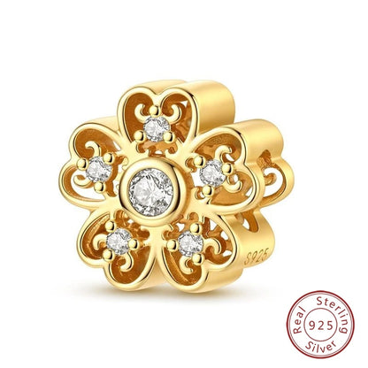 Hot Sales 925 Sterling Silver Golden Series Charms Leopard Little Bear Starfish Bow Bead Fit Original Bracelet DIY Women Jewelry