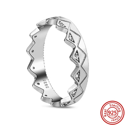 New 925 Sterling Silver Shiny Classic Square Crown Heart-shaped Ring Exquisite Luxury Charm Jewelry Holiday Surprise Gifts