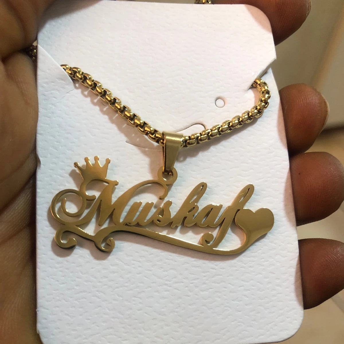 Atoztide Personalized Custom Names Pendant Necklace Stainless Steel Crown Cuban Thick Chain for Men Women Birthday Jewelry Gift
