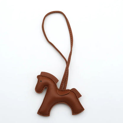 Fashion Horse Keychain All-around PU Leather Horses Embellishment for Female Car Key Chain Handbag Decoration Jewelry Gifts