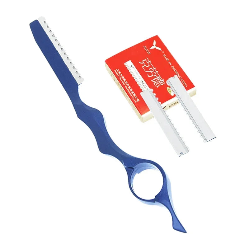 Meisha 1pcs Sharp Hair Thinning Razors 10pcs Blades Steel 440C Hair Removal Cut Knife Hairdressing Tools Home DIY Razors C0001A