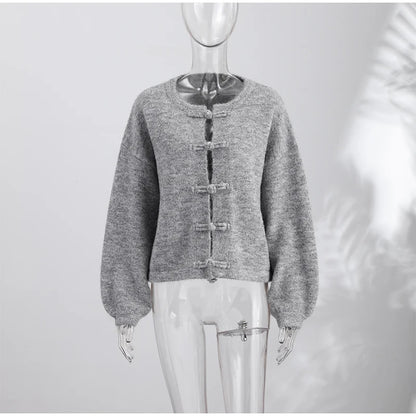 Elegant Tweed Short Coats Women's Loose Fringe Trim Full Sleeves Round Neck Jackets 2026 New Ladies Autumn Office Outwear