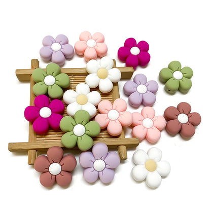 10pcs Silicone Flower Bead BPA Free Teething Infant Chewable Dummy Necklace Pacifier Toy Accessories