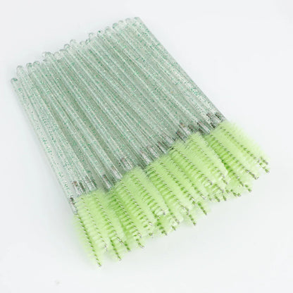 50pcs Disposable Eyelash Brushes Extension Crystal Eyebrow Brush Mascara Wand Eye Lashes Cosmetic Tool Set Makeup Beauty
