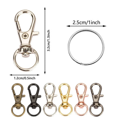 20pcs/pack Swivel Lobster Clasp With Key Ring 10pcs Key Chain 10pcs Key Ring Decoration DIY Making Jewelry Accessories ﻿