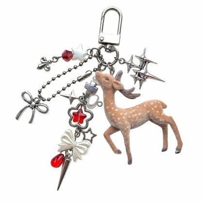 Cute Portable Deer Keychain 11.5cm Length Korean Style Phone Charms Handmade DIY Bead Case