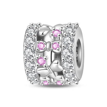 Original 925 Sterling Silver Clip Charm Inlaid Zircon Cat Butterfly Charm Silicone Spacer Beads For Women Bracelet DIY Jewelry