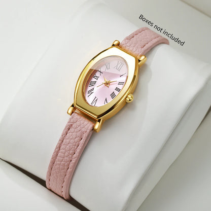 Fashion Roma Dial Women Watches Casual Pink Leather Strap Ladies Dress Wristwatches Clock Gift Relogio Feminino (Without Box)